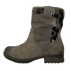 Tara M Boots Women's 10 Brown Leather Taya Midi Calf Boot Southwest Fabric Print